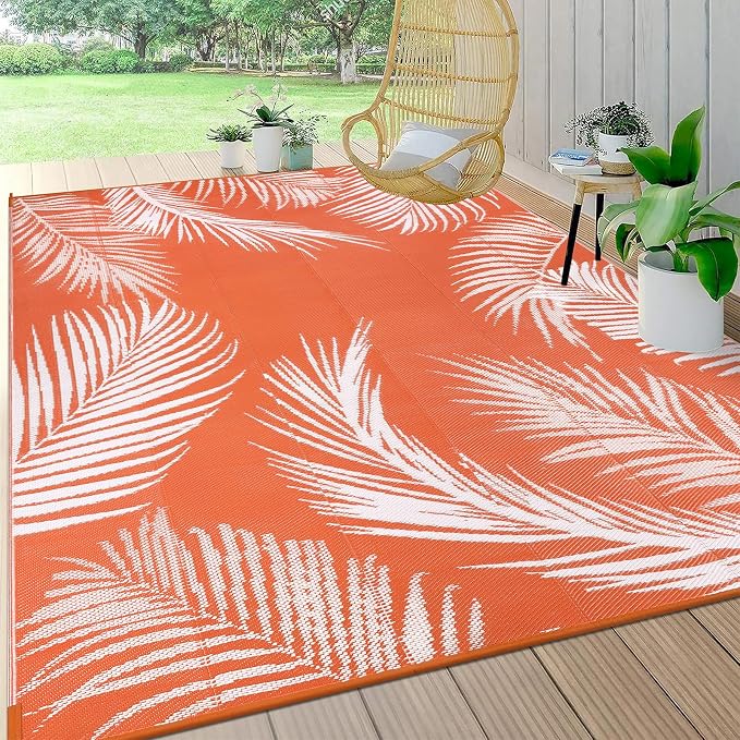 Pauwer Waterproof Outdoor Rug 6x9, Reversible Plastic Straw Patio Camping Rug by Pauwer