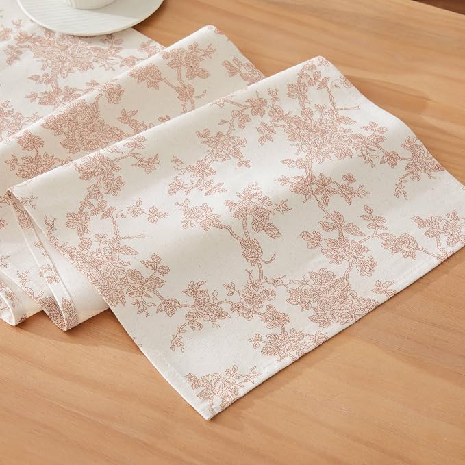 French Pastoral Farmhouse Table Runners, 13x108 Inch Taupe | 100% Organic by Unknown