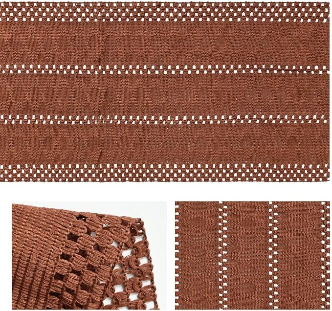 Artoid Mode Caramel Woven Farmhouse Hollow Table Runner 12x120 Inch | Holiday - Image 5