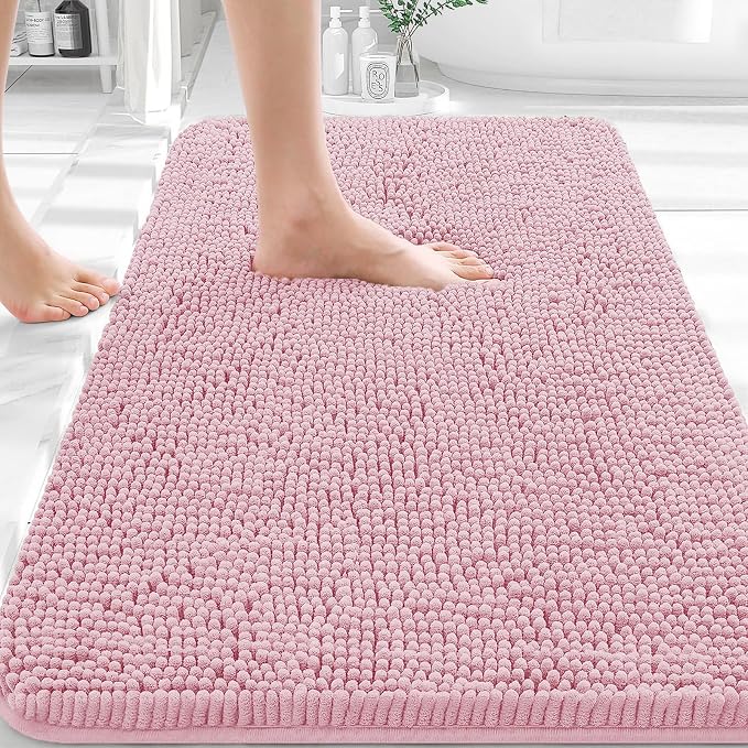 OLANLY Bathroom Rugs 30x20, Extra Soft Absorbent Chenille Bath Rugs, Rubber by OLANLY