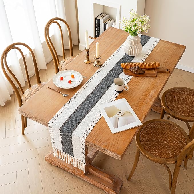 Farmhouse Table Runner for Home Decor 12x72 Grey Fall Home Decor | 72 Inches - Image 5