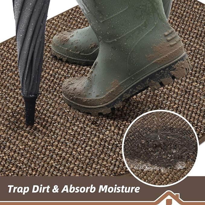 BEQHAUSE Dirt Trapper Door Mat 17" x 30" Half Circle Non-Slip Washable Doormats - Image 3