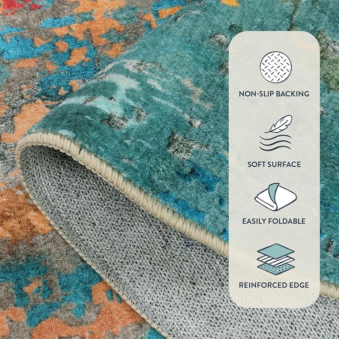 Lahome Modern Abstract Living Room Rug, Washable 8x10 Area Rugs - Image 4