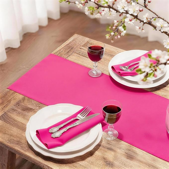 FOLINS&HOME Hot Pink Waterproof Decorative Table Runner 36 Inches Long | 210GSM - Image 2