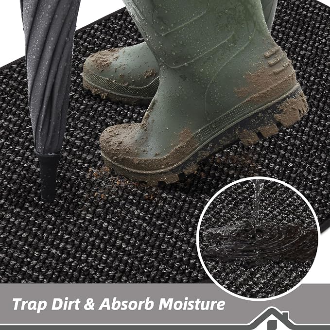 BEQHAUSE Dirt Trapper Door Mat 17" x 30" Half Circle Non Slip Washable Doormats - Image 3