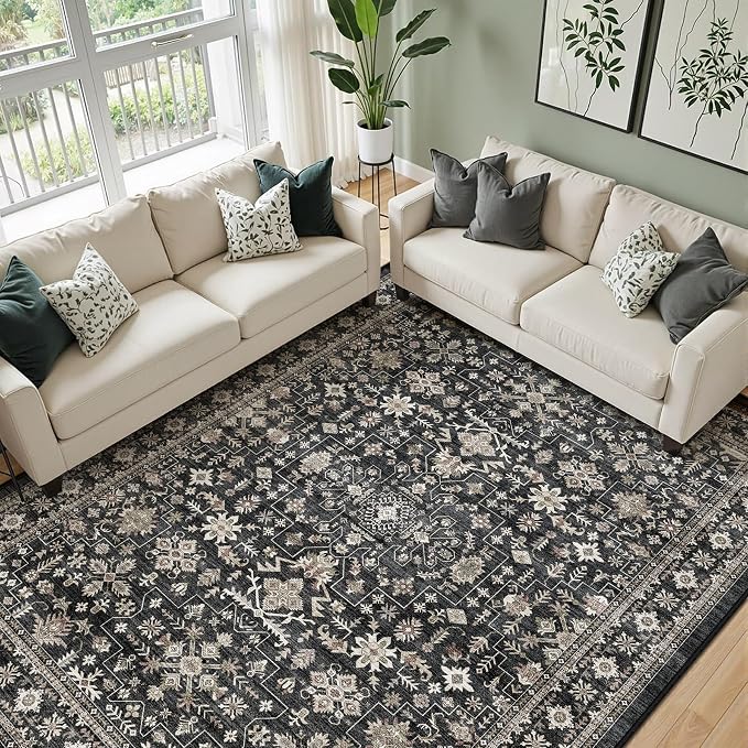 Dark Grey Rug for Living Room by WelcometoBabovid