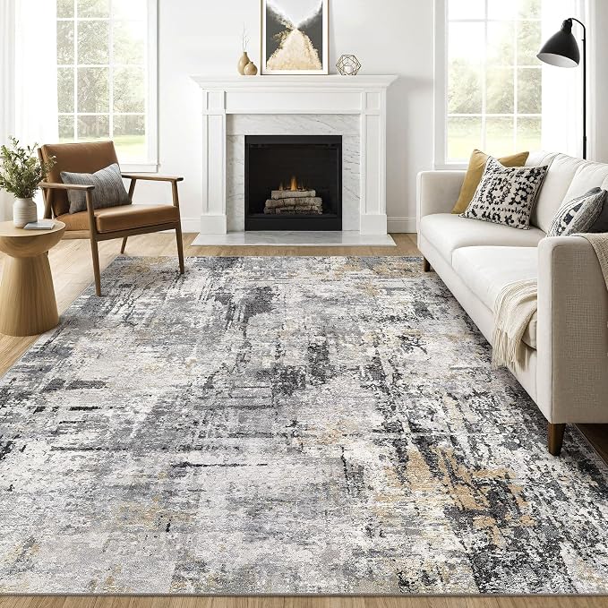 7x9 Area Rug Living Room: Washable Large Abstract Soft Stain Resistant Indoor by LOONGRUG