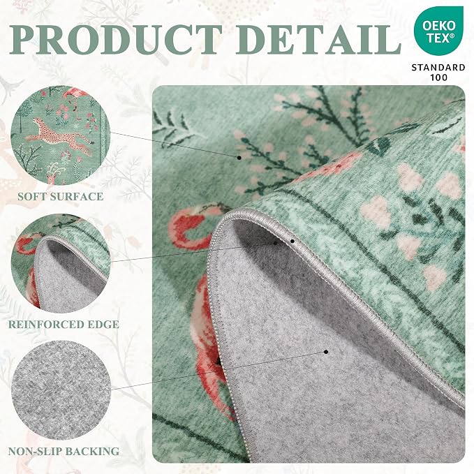 DUKINO 6x9 Rug, Washable Animal Living Room Rug - Image 5