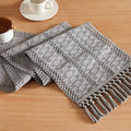 Macrame Style Boho Table Runner, 12x48 Inch Grey | Woven Boho Table Runner by ZEEMARTONLINE