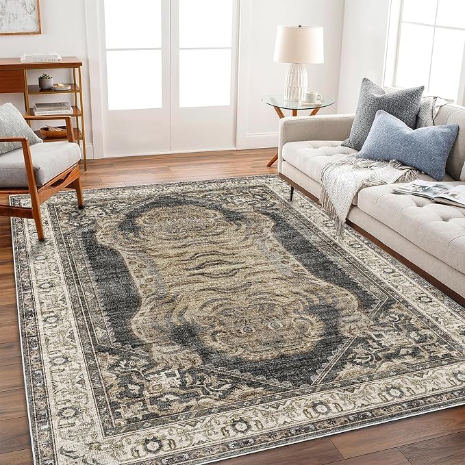 CHAMPLANT Area Rug 5'x7' Washable Rug Vintage Traditional Floor Cover Thin by CHAMPLANT