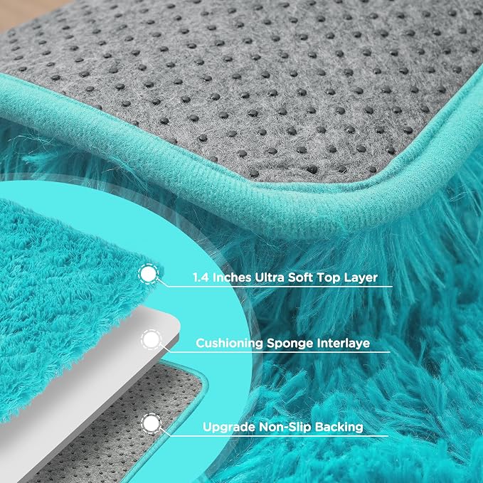 5x7 Teal Area Rugs for Living Room, Fluffy Shag Rug for Bedroom Boys Kids - Image 6