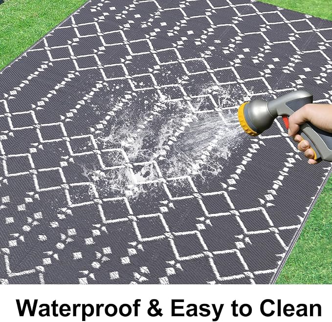 Smiry Outdoor Rug 6x9 ft, Waterproof Reversible Plastic Straw Rugs, Boho - Image 2