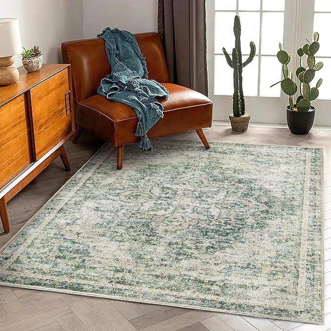 CHAMPLANT Area Rug 5'x7' Washable Rug Vintage Traditional Floor Cover Thin - Image 2