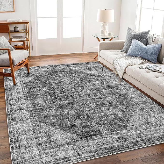 CHAMPLANT Area Rug 5'x7' Washable Rug Vintage Traditional Floor Cover Thin by CHAMPLANT