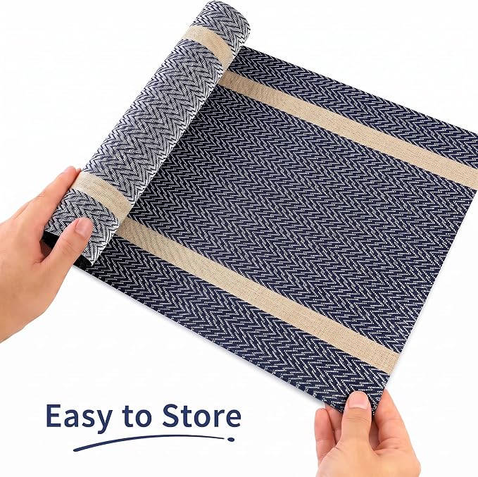 FAVE Navy Blue Table Runner Woven - Image 3