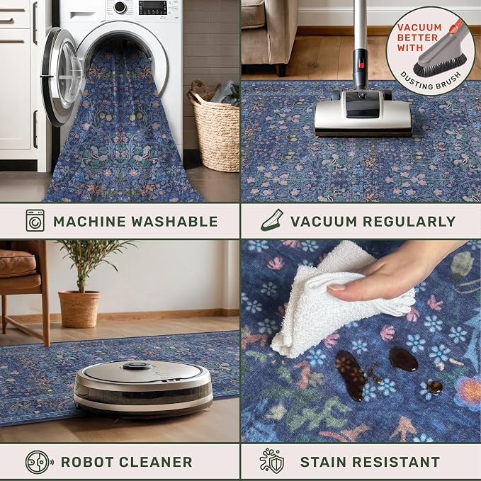 Hazo Haus Non Slip 2x6 Dark Blue Kitchen Runner Rug - Image 6
