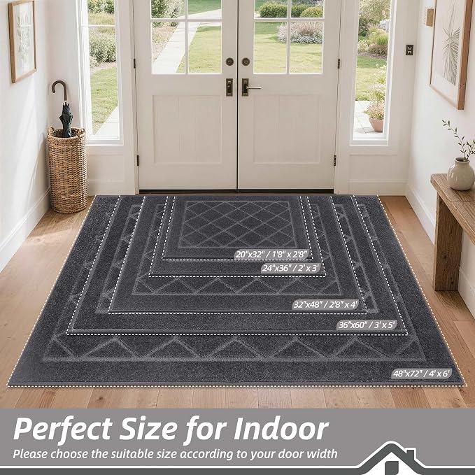 BEQHAUSE Dirt Trapper Door Mat 24" x 36", Doormat Non-Slip Entryway Rugs - Image 2