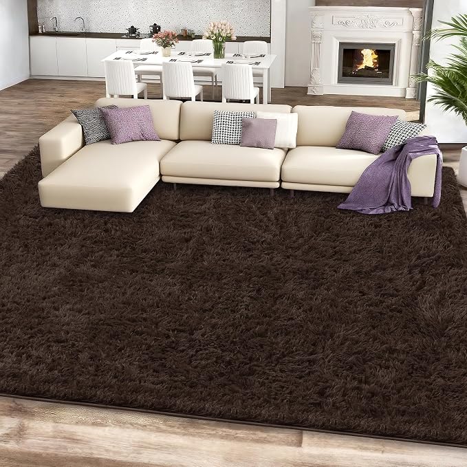 Brown Area Rug for Bedroom, 4x6 Fluffy Shag Rugs for Living Room Nursery - Image 2