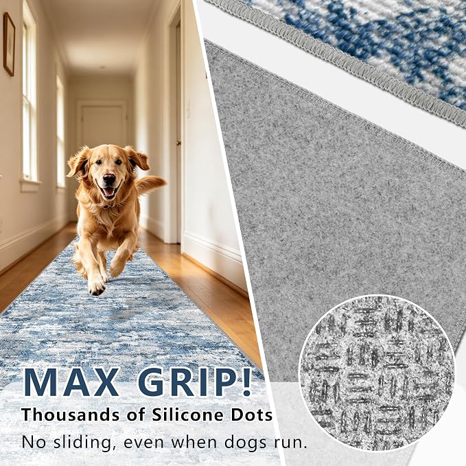 Abstract Washable Runner Rug 2x6, Hallway Rug Non-Slip, Woven Non-Shedding Thin - Image 5