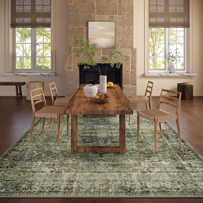 10x14 Area Rugs for Living Room: Washable Bedroom Rug Boho Vintage Rugs Stain - Image 5