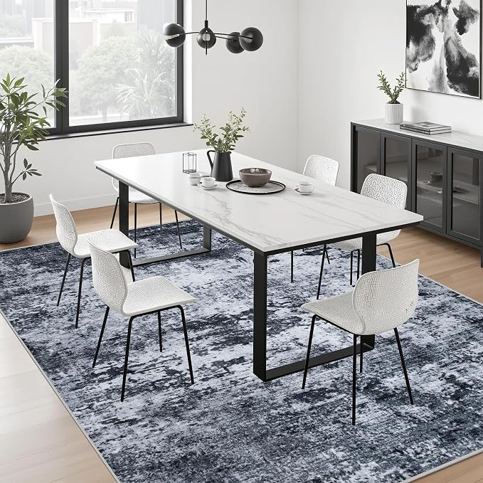 6x6 Area Rug Living Room Rug: Washable Modern Abstract Soft Thin Rug Indoor - Image 4