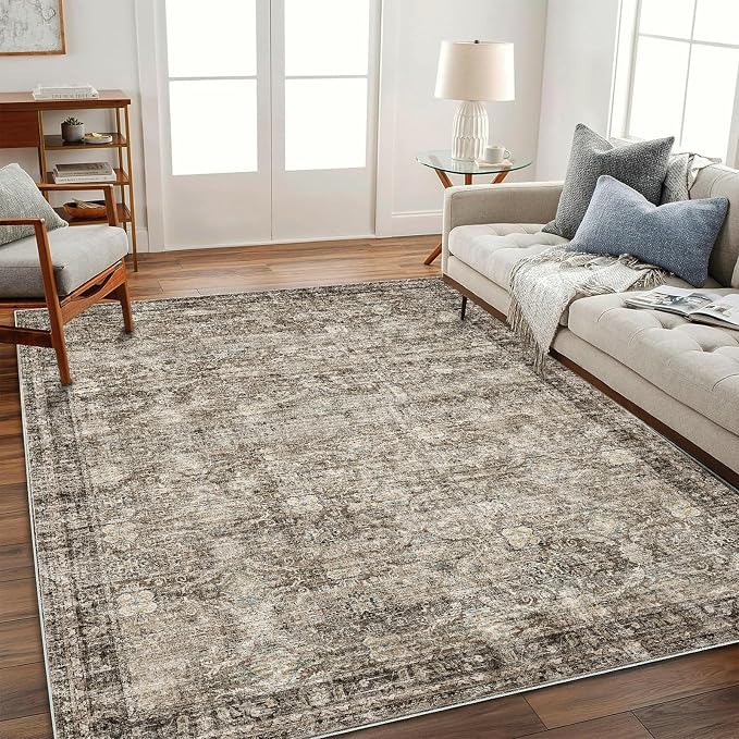 CHAMPLANT Washable Area Rug 4'x6' Vintage Traditional Floor Cover Foldable Thin by CHAMPLANT