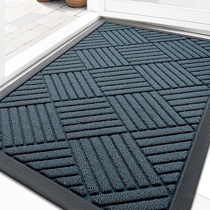 OLANLY Front Door Mat Outside Entrance 33x21, Heavy Duty Sturdy Natural Rubber by OLANLY