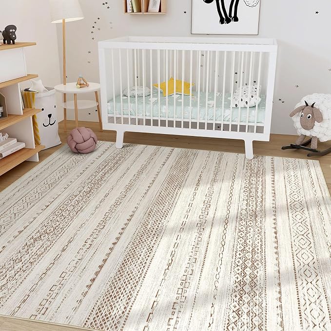 Nakagishi 10x14 Area Rugs Living Room: Washable Boho Large Neutral Modern Soft - Image 8