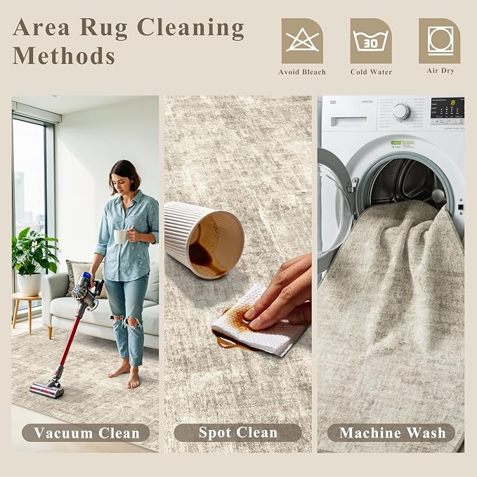 12x15 Area Rug for Living Room – Extra Large Modern Neutral Abstract Washable - Image 8