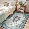 RELEANY Area Rugs 3'x4' Washable Non-Slip, Floral Vintage Distress Medallion by RELEANY