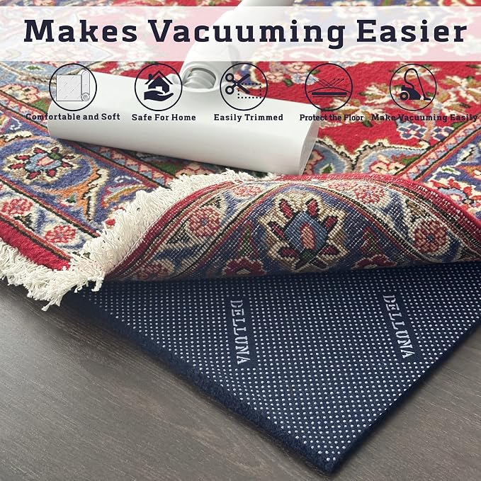DELLUNA Non-Slip Area Rug Pad 5'x7', 3/8" Thick Double Side Rubber + Felt - Image 6
