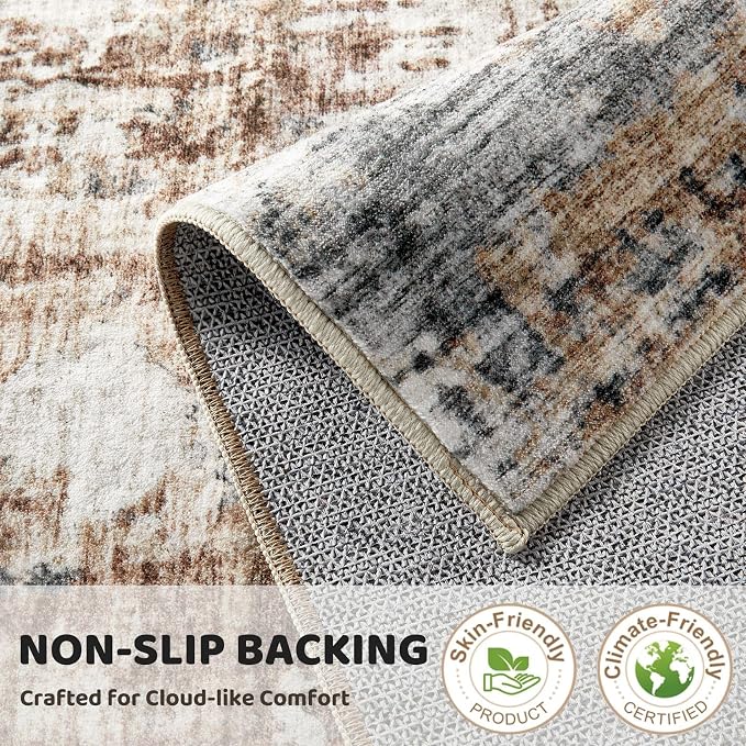 DMOYEST Washable Runner Rug for Hallway: 3x8 Neutral Modern Abstract Low Pile - Image 8