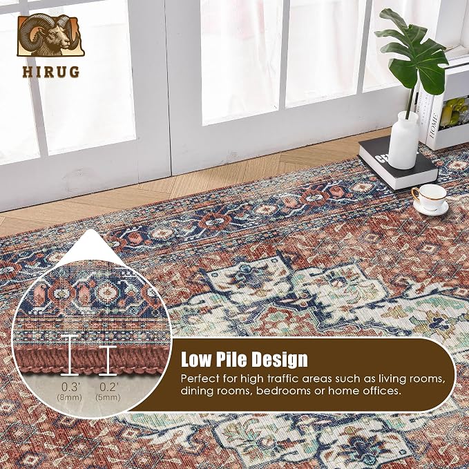 Washable Area Rug 4' x 6' Vintage Traditional Persian Mat - Image 5