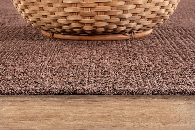CAMILSON Easy Jute Round Rug 4ft Indoor Outdoor Brown Color Fiber Area Rugs - Image 5