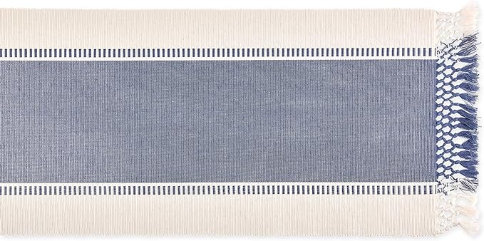 DII Dobby Stripe Woven Table Runner, 13x108 French Blue - Image 2