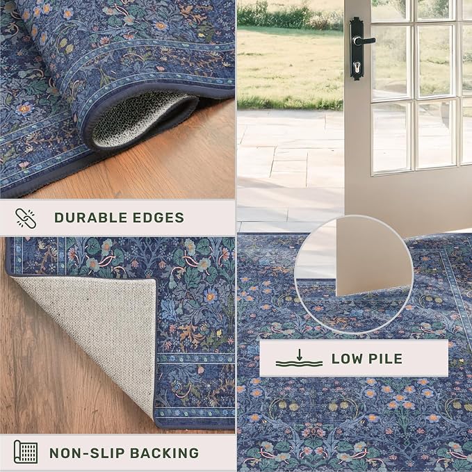 Hazo Haus Non Slip 2x6 Dark Blue Kitchen Runner Rug - Image 5