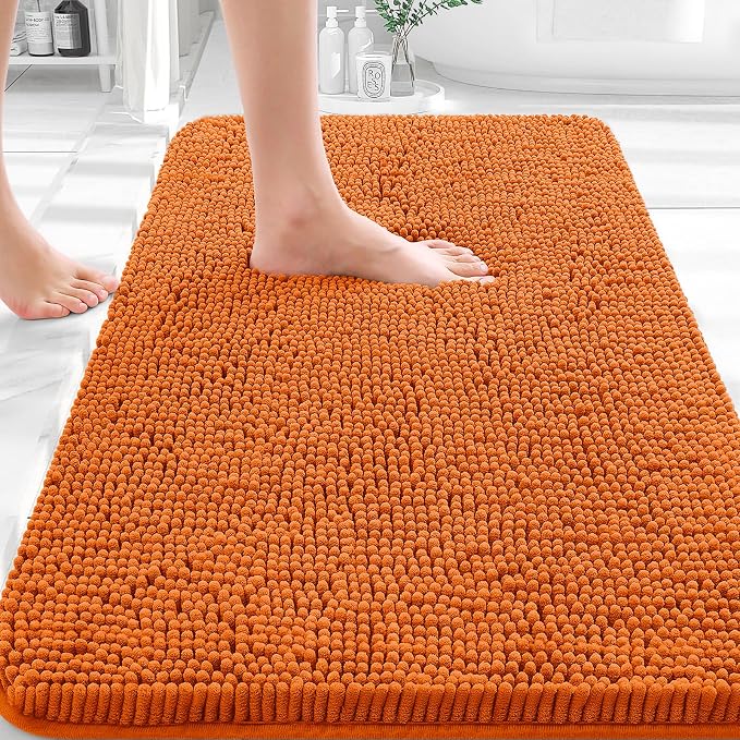 OLANLY Bathroom Rugs 30x18, Extra Soft Absorbent Chenille Bath Rugs, Rubber by OLANLY