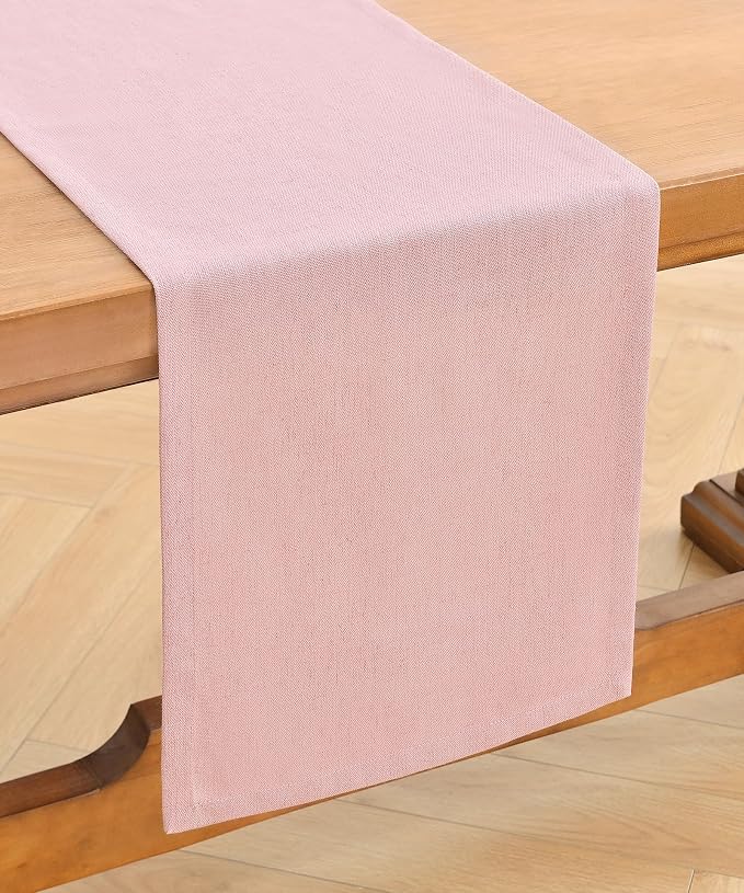 Wracra Linen Table Runner, Burlap Pink Table Runners 108 Inches Long | Rich - Image 7