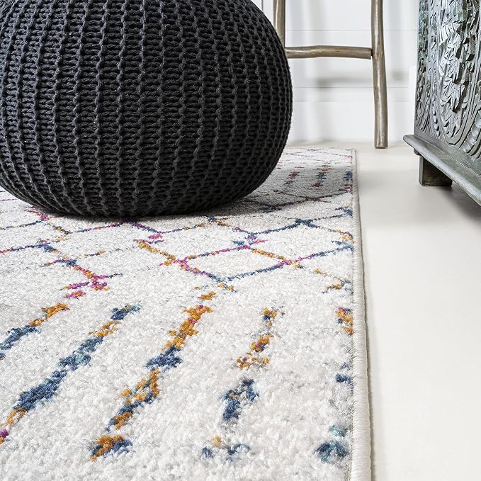 JONATHAN Y Boho Vintage Diamond Cream/Multi Indoor Area Rug 8X10 ft, Moroccan - Image 7