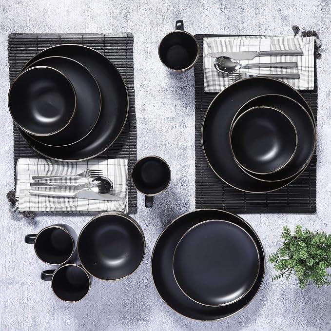 Gibson Home Rockaway 16-Piece Round Stoneware Dinnerware Set, Service - Image 6