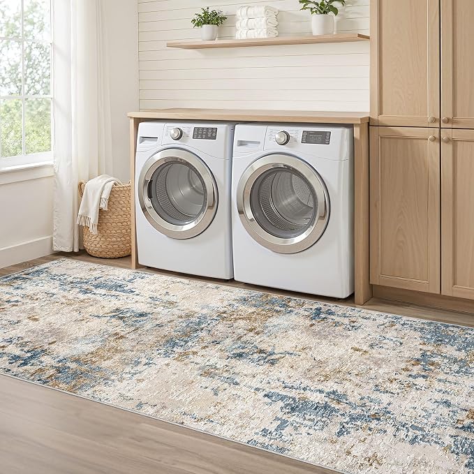 Runner Rug Kitchen Washable Rugs: 3x8 Non-Slip Abstract Soft Modern Stain - Image 7