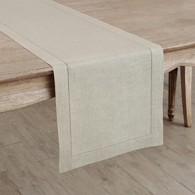 Solino Home 100% Pure Linen Dining Table Runner Natural Woven, 14 x 48 in | - Image 2