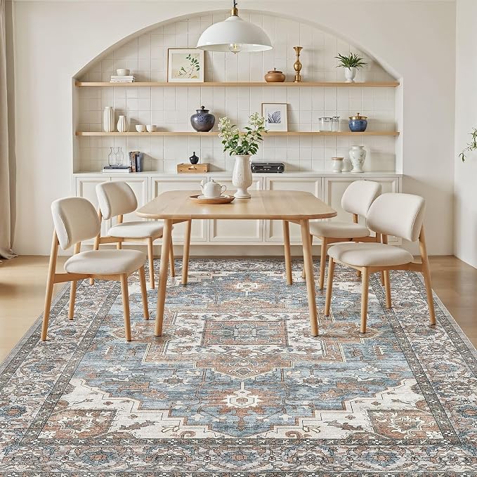 9x12 Area Rugs Living Room: Washable Vintage Rug Large Non-Slip Stain Resistant - Image 5