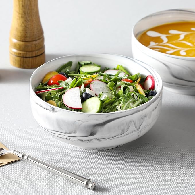 MALACASA Salad Soup Bowls Set of 2, 44 OZ Ceramic Bowls - Image 4