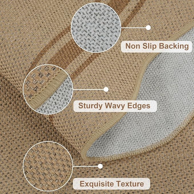 Easy Jute Kitchen Runner 2x6 Kitchen Runner Rug Washable Non Slip Outdoor Rug - Image 4