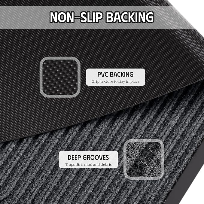 Front Door Mat 35"x23", Heavy Duty Low Profile Door Mat Indoor Entrance - Image 5