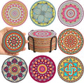 Cork Coasters Set of 8 with Holder, Colorful Cup Coaster by Puluole