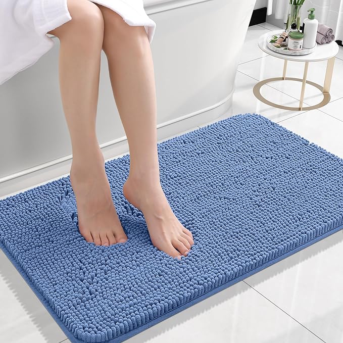 OLANLY Small Bathroom Rugs 24x16, Soft Absorbent Chenille Bath Rugs, Rubber - Image 2