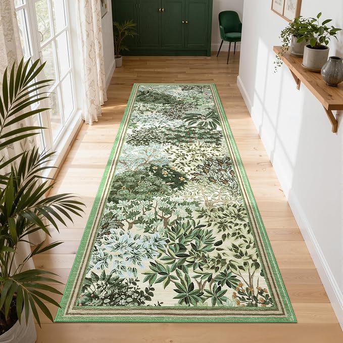 GarveeHome Forest Runner Rug, Botanical Low Pile Non Slip Stain Resistance - Image 2