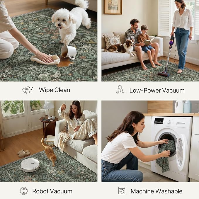 GENIMO Washable Floral Runner Rug 2x6, Non-Slip Long Hallway Carpet - Image 4
